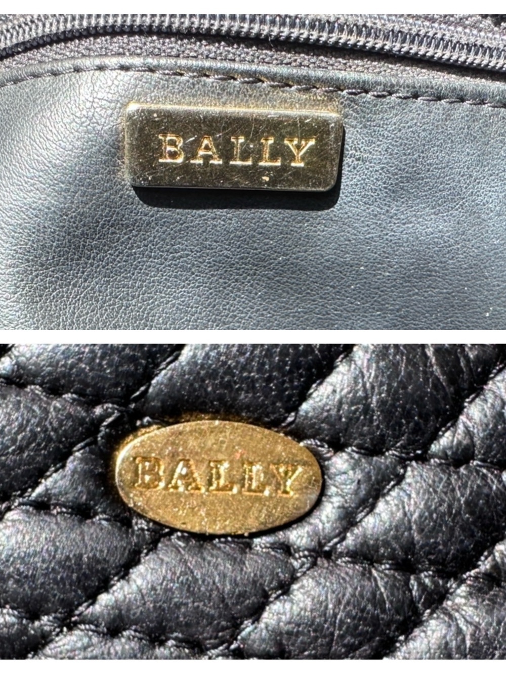 BALLY Black Quilted Lambskin Tote Chain Shoulder Bag Gold Italy - Picture 6 of 16